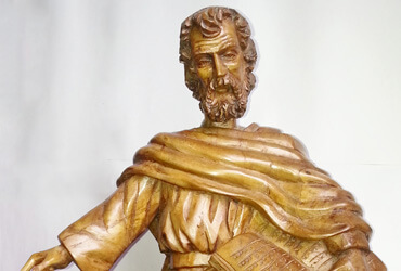 Aurelio Rodríguez - San Pedro con llave. | Dimensiones: 57 cms alto. | Tipo de madera: Nogal. | Precio: $550.000.-